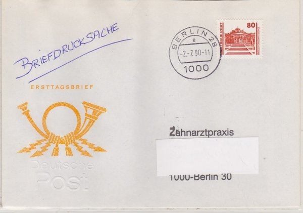 DP 3349 - Auslands-Luftpostbrief - (Bauwerke + Denkmäler) - mit Tagesstempel vom 02-10-1990