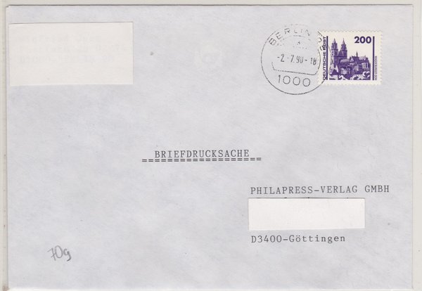 DP 3351- Briefdrucksache (Bauwerke + Denkmäler) - Währungsunion - Ersttags-Tagesstempel 02-07-1990