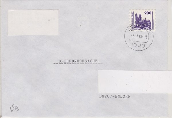DP 3351- Briefdrucksache - (Bauwerke + Denkmäler) - Währungsunion - Ersttags-Tagesstempel 02-07-1990