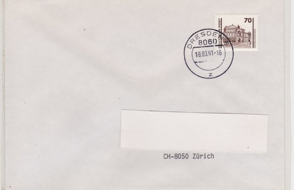 DP 3348 - Auslandsbrief - (Bauwerke + Denkmäler) - Volkskammerwahl - Tagesstempel 18-03-1991