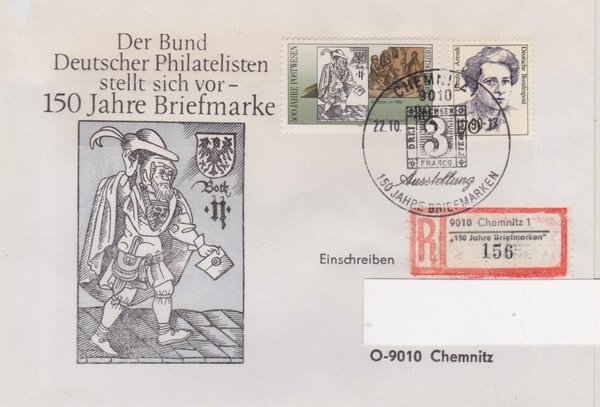 DP 3354 ua - EBF - (500 Jahre Internationale Postverbindungen ua) - Sonder-R-Zettel vom 28-10-1990