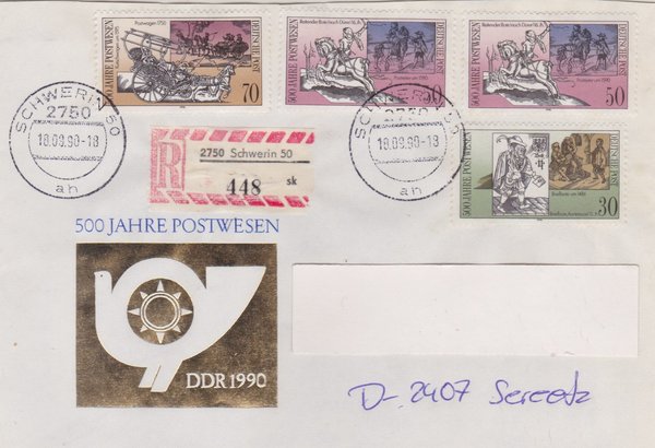 DP 3354 ua - EBF - (500 Jahre Internationale Postverbindungen) - mit Tagesstempel vom 18-09-1990