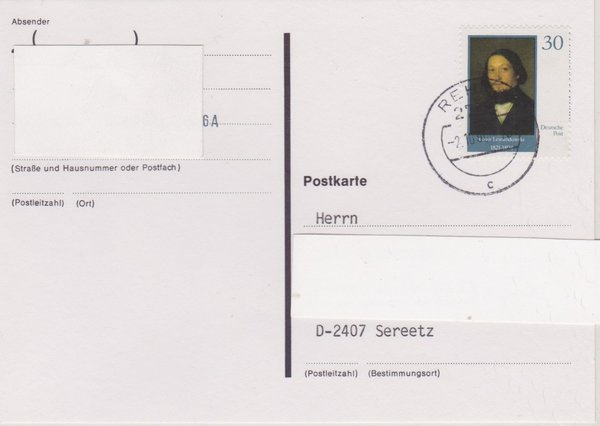 DP 3358 - Postkarte - (Wiederaufbau der Neuen Synagoge Berlin) - mit Tagesstempel vom 02-10-1990