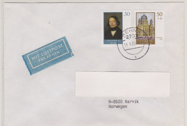 DP 3358 ua - Ersttagsbrief - (Wiederaufbau der Neuen Synagoge Berlin) - Tagesstempel vom 18-09-1990