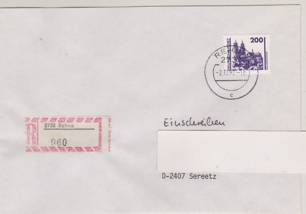 DP 3351- Einschreibebrief - (Bauwerke + Denkmäler) - mit Tagesstempel vom 02-10-1990
