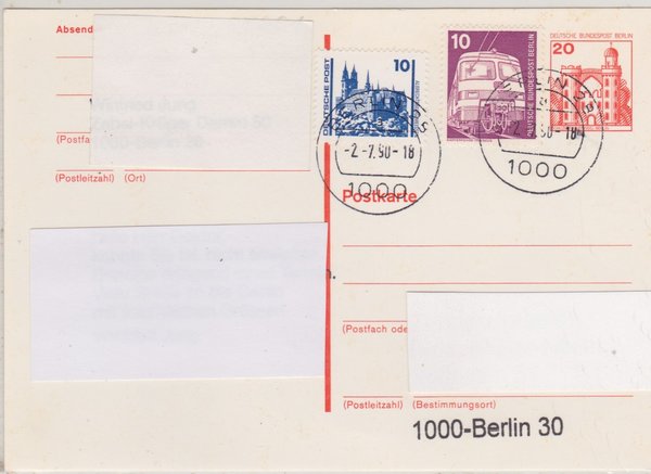 DP 3344, P103 ua - Postkarte - (Bauwerke + Denkmäler ua ) - mit Ersttags-Tagesstempel vom 02-07-1990