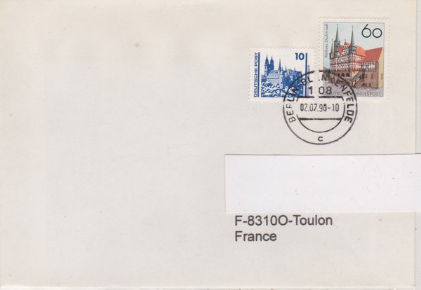 DP 3344 ua - Auslandsbrief - (Bauwerke + Denkmäler ua) - mit Ersttags-Tagesstempel vom 02-07-1990