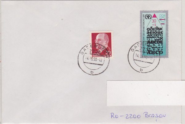 DP 3353, DDR 845 - Auslandsbrief - (Alphabetisierung ua) - mit Tagesstempel vom 14-09-1990