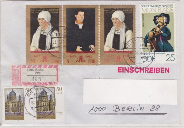 DP 3359 ua  - Einschreibebrief - (Wiederaufbau der Neuen Synagoge Berlin) - Tagesstempel 02-10-1990