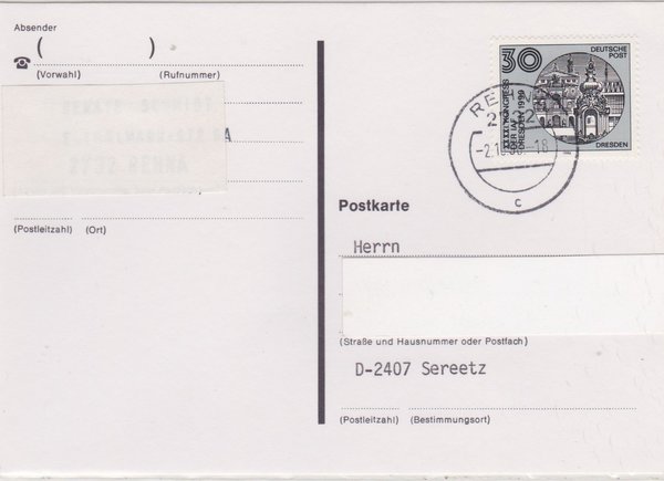 DP 3360 - Postkarte - (Astronautische Föderation) - mit Ersttags-Tagesstempel vom 02-10-1990