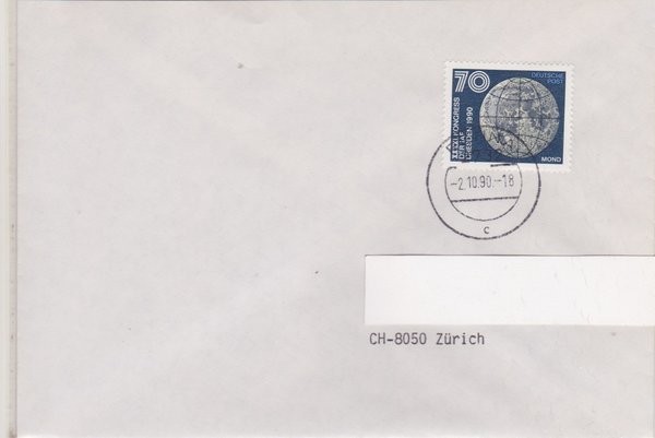 DP 3362 Auslandsbrief - (Astronautische Föderation) - mit Ersttags-Tagesstempel vom 02-10-1990