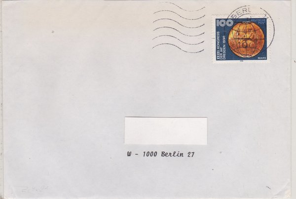 DP 3363 Standardbrief in Berlin - (Astronautische Föderation) - mit Tagesstempel vom 02-04-1991