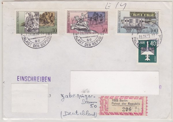 DP 3354 ua - Einschreibebrief -  (500 Jahre int. Postverbindungen) - Remailing - Stempel 28-08-1990