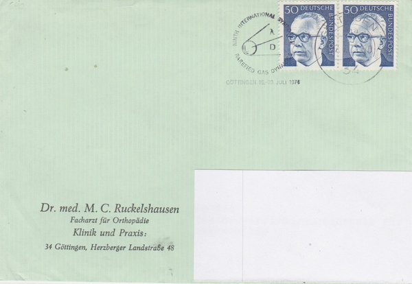 BUND 640 (2x) Standardbrief <Gustav Heinemann> mit Tagesstempel Göttingen vom 02-07-1974