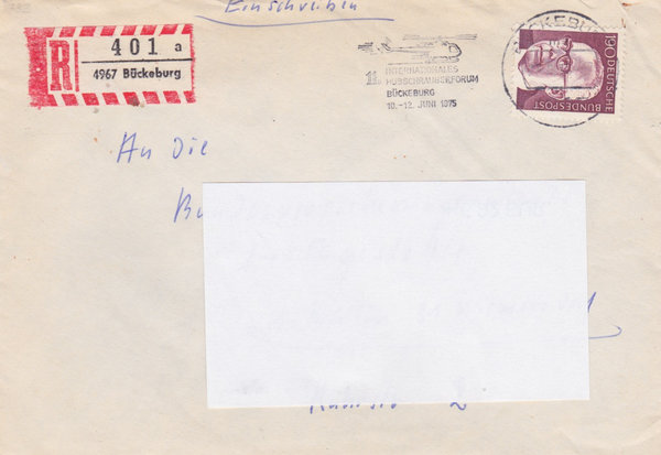 BUND 732 Einschreibebrief <Gustav Heinemann> mit Tagesstempel Bückeburg vom 22-05-1975