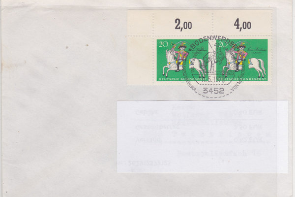 BUND 623 (2x) Standard-Ersttagsbrief <Münchhausen> Ersttags-Sonderstempel Bodenwerder 11-05-1970