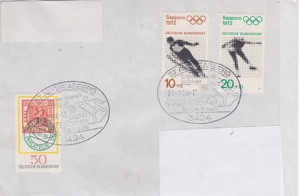 BUND 680, 681, ua Standardbrief <Olympiade Sapporo 1972> Sonderstempel St. Andreasberg 20-02-1984