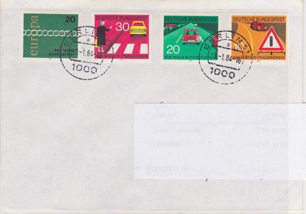 BUND 671-673, 675 Standardbrief <Regeln im Strassenverkehr> mit Tagesstempel Berlin vom 09-01-1984