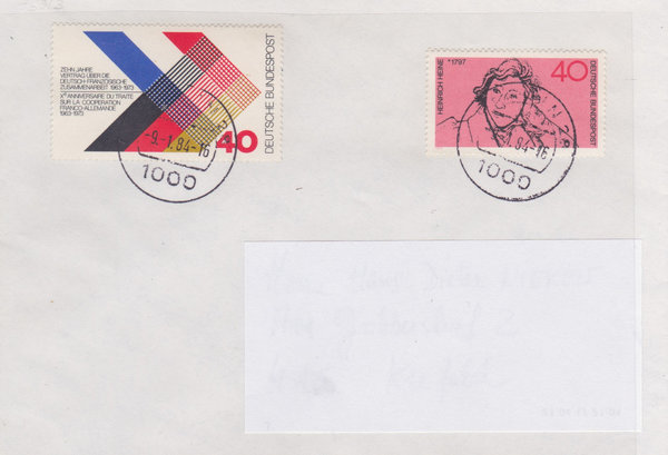 BUND 750, 753 Standardbrief <Heinrich Heine ua> mit Tagesstempel Berlin 28 vom 09-01-1984