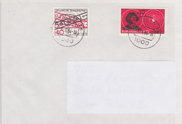 BUND 758, 759 Standardbrief <Nikolaus Kopernikus ua> mit Tagesstempel Berlin 28 vom 09-01-1984