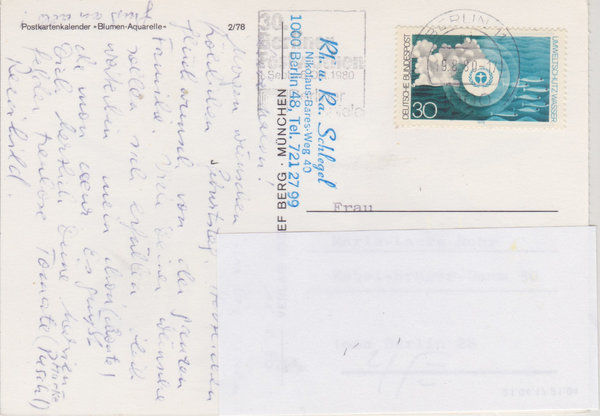 BUND 775 Standard-Postkarte <Umweltschutz> mit Tagesstempel Berlin 11 vom 19-08-1980
