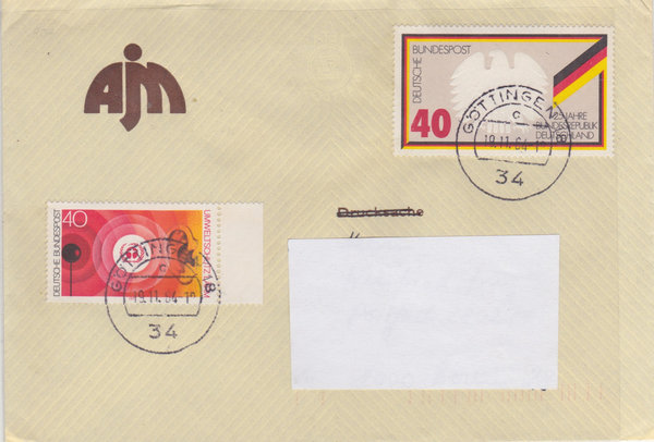 BUND 776, 807  Standardbrief <Umweltschutz ua> mit Tagesstempel Göttingen 18 vom 19-11-1984