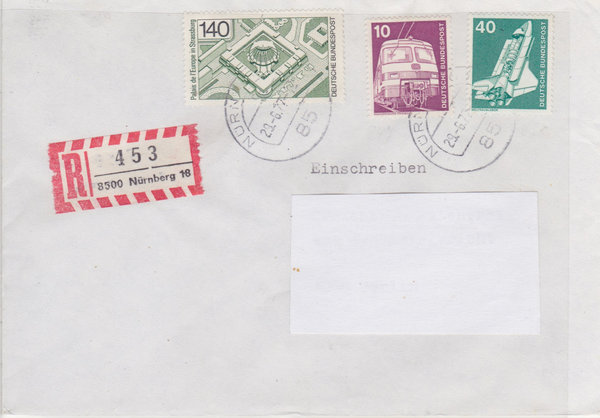 BUND 847, 850, 921 Einschreibebrief <Industrie und Technik ua> Tagesstempel Nürnberg vom 29-06-1977