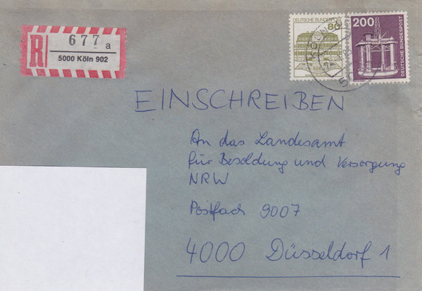 BUND 858, 1140 Einschreibebrief <Industrie + Technik ua> mit Tagesstempel Köln 902 vom 24-01-1983