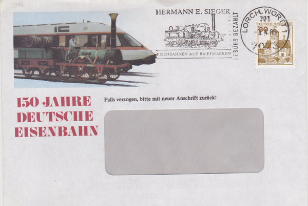 BUND 914A Standardbrief <Burgen und Schlösser> mit Werbestempel Lorch Württ. vom 01-04-1985