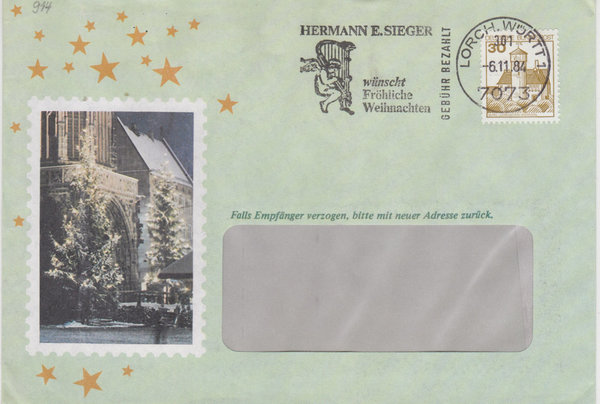 BUND 914A Standardbrief <Burgen und Schlösser> mit Werbestempel Lorch Württ. vom 06-11-1984