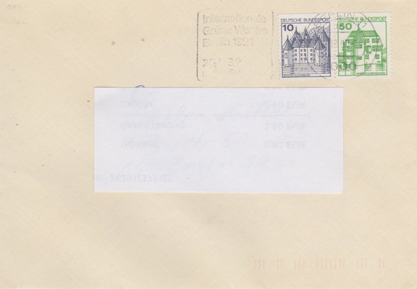 BUND 913C, 1038C Standardbrief <Burgen und Schlösser> mit Tagesstempel Berlin vom 22-12-1990