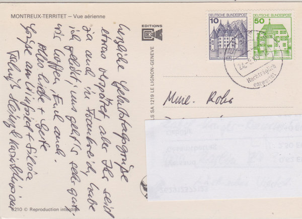 BUND 913D, 1038D Standard-Postkarte <Burgen und Schlösser> mit Tagesstempel Berlin vom 24-08-1989