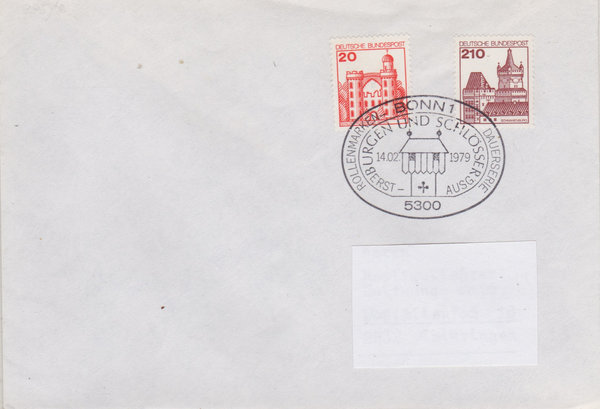 BUND 995, 998 Standard-Ersttagsbrief <Burgen und Schlösser> Sonderstempel Bonn 1 vom 14-02-1979