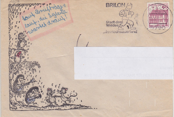 BUND 1028 Standardbrief <Burgen und Schlösser> mit Maschinen-Werbestempel Brilon vom 25-03-1982