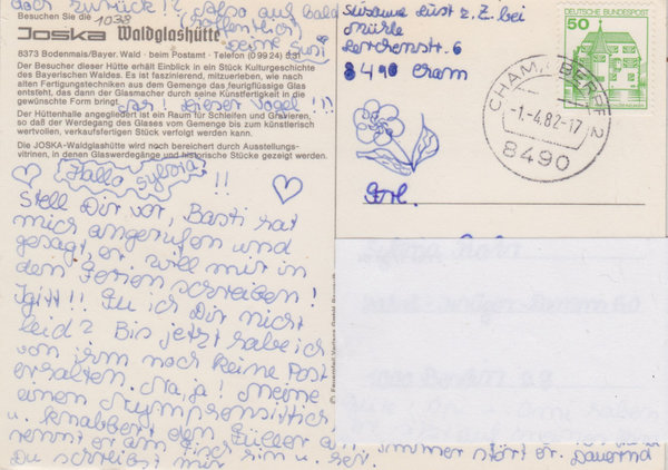 BUND 1038A Standard-Postkarte  <Burgen und Schlösser> mit Tagesstempel Cham, Oberpf.  01-04-1982