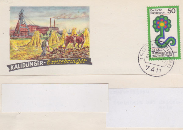 BUND 927 Standard-Postkarte < 25 Jahre Bundesgartenschau> Tagesstempel Trochtelfingen 29-01-1979