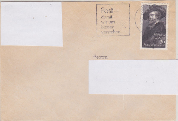 BUND 936 Standardbrief <400. Geburtstag Peter Paul Rubens> mit Tagesstempel Berlin vom 23-11-1977