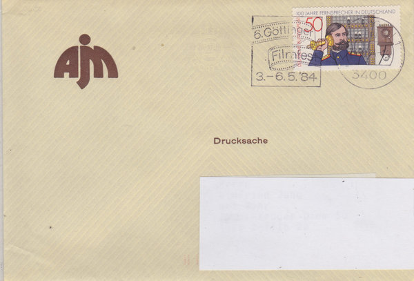 BUND 947 Standardbrief <100 Jahre Telefon in Deutschland> mit Werbestempel Göttingen vom 24-04-1984