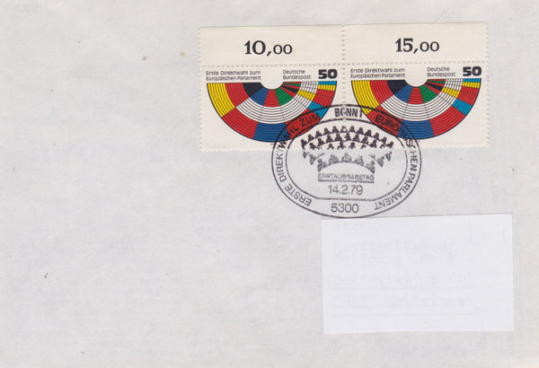 BUND 1002 (2x) Standard-Ersttagsbrief <Europ. Parlament> Ersttags-Sondersteel Bonn vom 14-02-1979