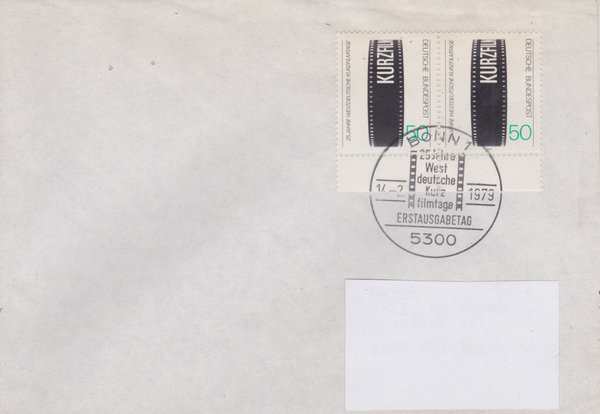 BUND 1003 (2x) Standard-Ersttagsbrief <Kurzfilmtage> mit Ersttags-Sonderstempel Bonn vom 14-02-1979