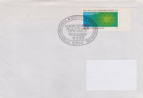 BUND 1021 Standard-Ersttagsbrief <Nobelpreisträger> mit Ersttags-Sonderstempel Bonn vom 09-08-1979