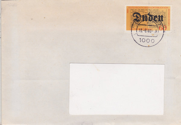 BUND 1039 Standardbrief <Wörterbuch Konrad Duden> mit Tagesstempel Berlin 27 vom 13-08-1980