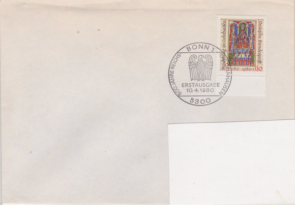 BUND 1045 Standard-Ersttagsbrief <Reichstag Gelnhausen> Ersttags-Sonderstempel Bonn 10-04-1980