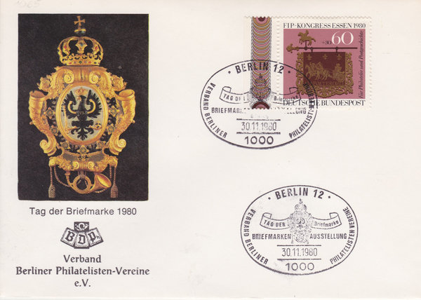 BUND 1065 Ersttagsbrief FDC <FIP in Essen> mit Ersttags-Sonderstempel Berlin 12 vom 30-11-1980