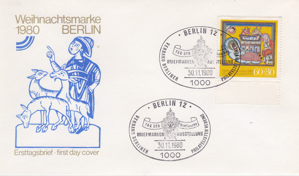 BUND 1066 Sonderkuvert <Weihnachten> Sonderstempel: Tag der Briefmarke Berlin 12 vom 30-11-1980