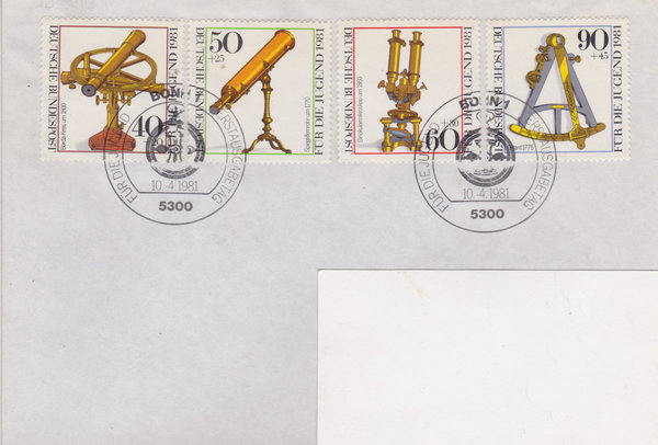 BUND 1090-1093 Satz Standard-Ersttagsbrief <Instrumente> Ersttags-Sonderstempel Bonn 10-04-1981