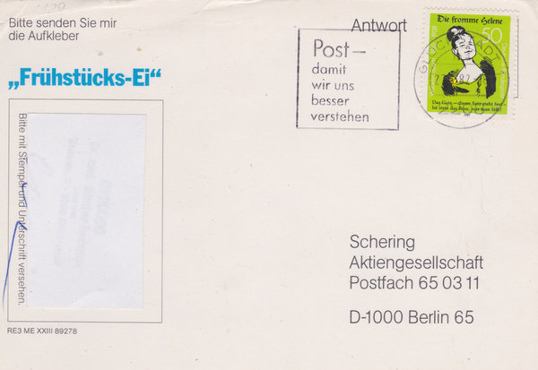 BUND 1129 Standard-Postkarte <150. Geburtstag Wilhelm Busch> Werbestempel Glückstadt 27-05-1982