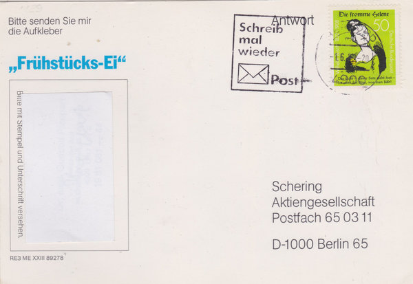 BUND 1129 Standard-Postkarte <150. Geburtstag Wilhelm Busch> Werbestempel Herford 01-06-1982