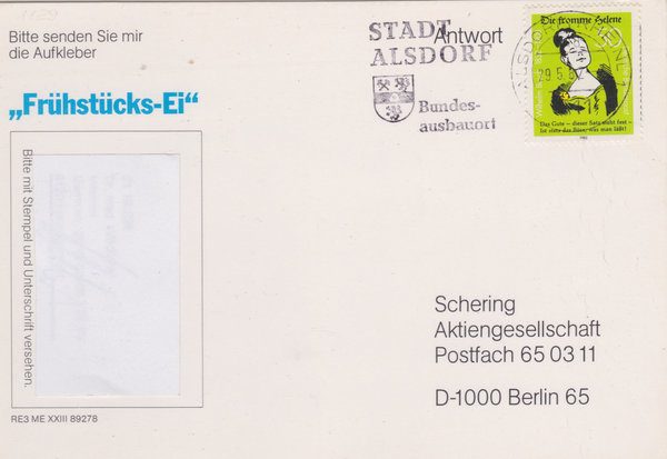 BUND 1129 Standard-Postkarte <150. Geburtstag Wilhelm Busch> Werbestempel Alsdorf 29-05-1982