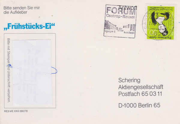 BUND 1129 Standard-Postkarte <150. Geburtstag Wilhelm Busch> Stempel Castrop-Rauxel 27-05-1982